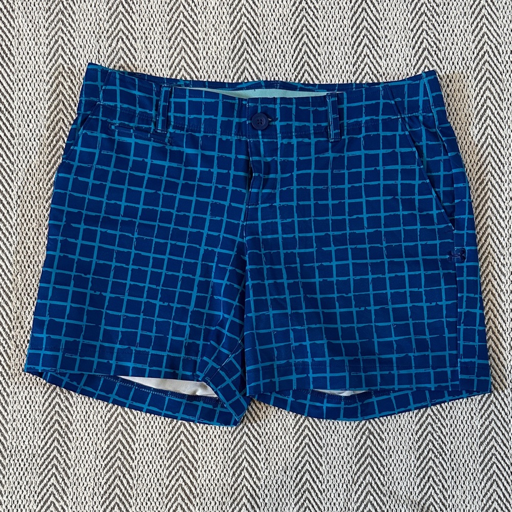 Under Armour Blue Checkered Golf Shorts